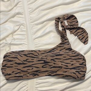 Abercrombie & Fitch Brown and Black One-Shoulder Bikini Top